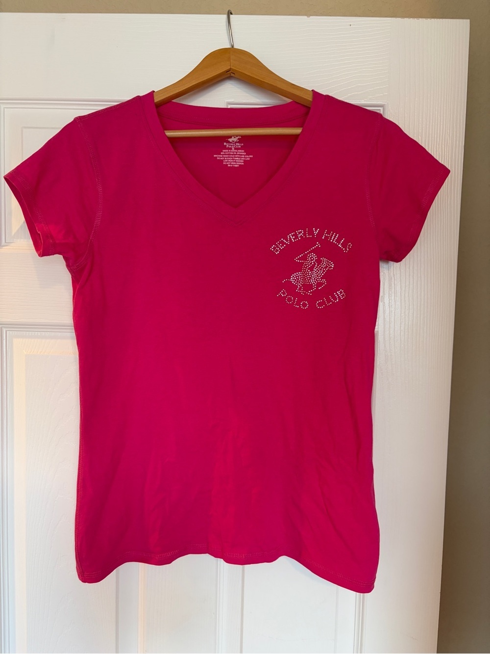 Beverly Hills Polo Club Rhinestone T-Shirt Tee Size Small Sparkly Y2K Bling Y6